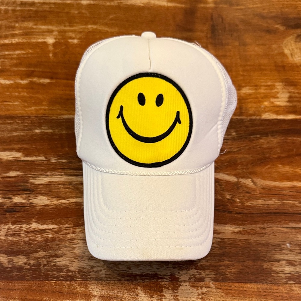 Aviator Nation White and Yellow Smiley Hat